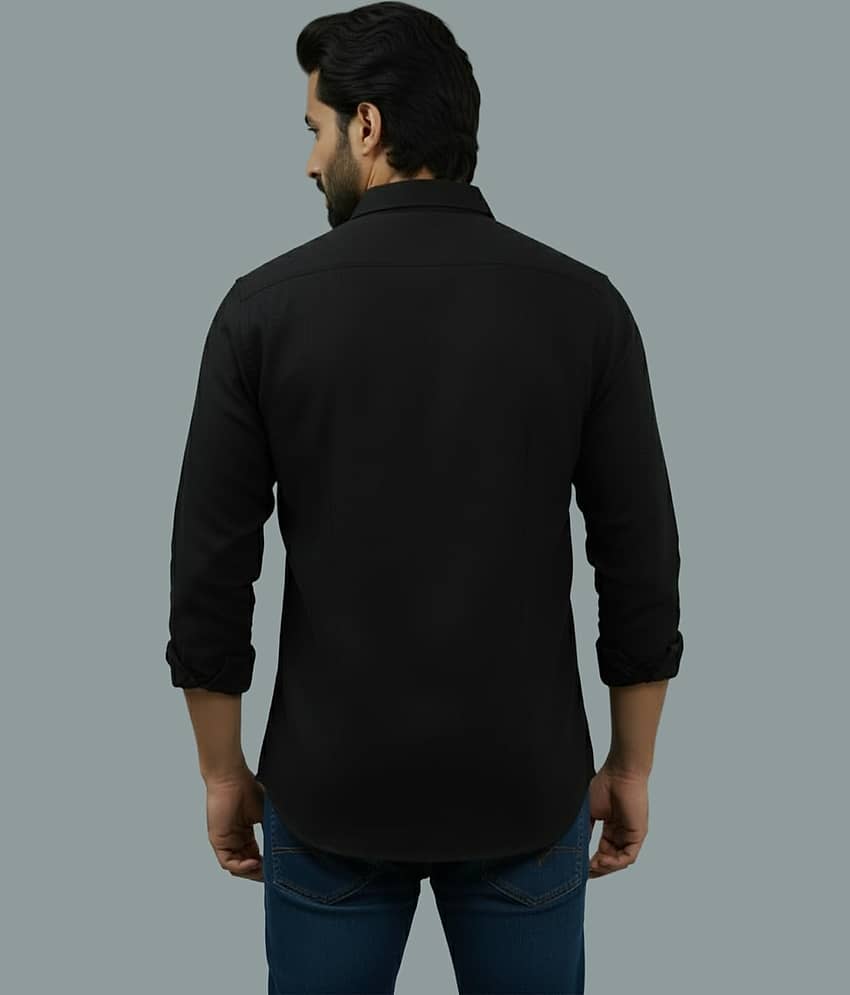 Yugnik Cotton Blend Slim Fit Full Sleeves Men's Formal Shirt - Black ( Pack of 1 ) view 2