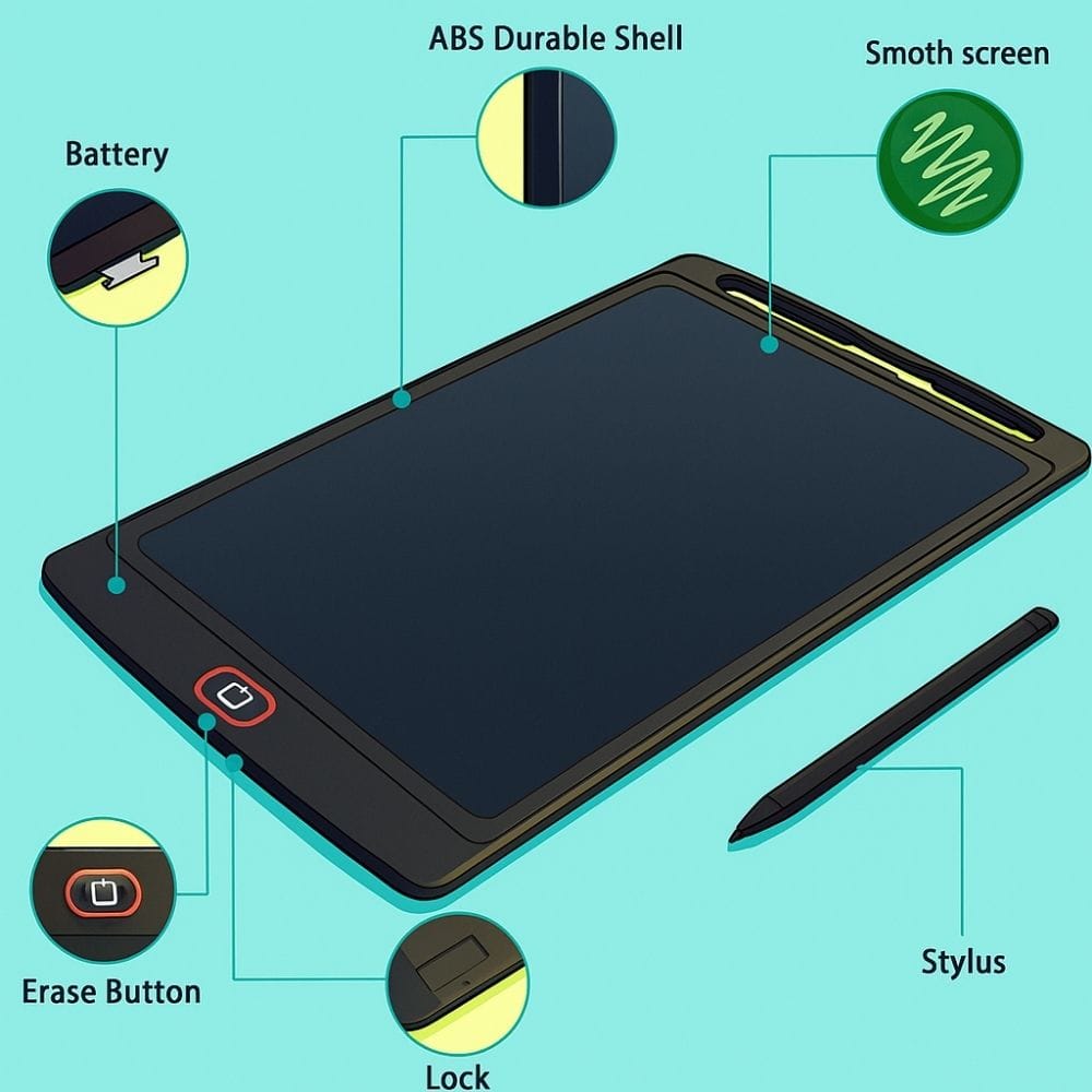 LCD Writing Tablet Pack of 2 – 8.5 Inch Digital Drawing & Writing Boards, Reusable Electronic Notepad with Stylus – Eco-Friendly Kids & Adults Writing Pads view 2