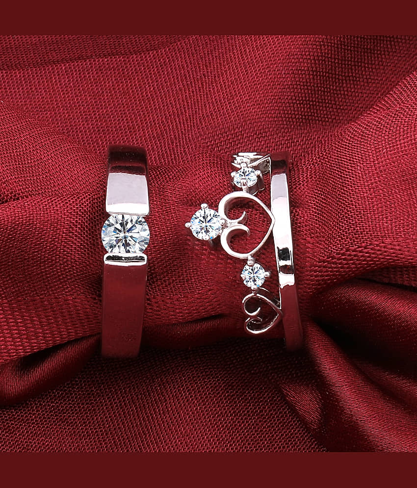 Silverplated Gorgeous His and Her Adjustable proposal couple ring For Men And Women Jewellery view 2