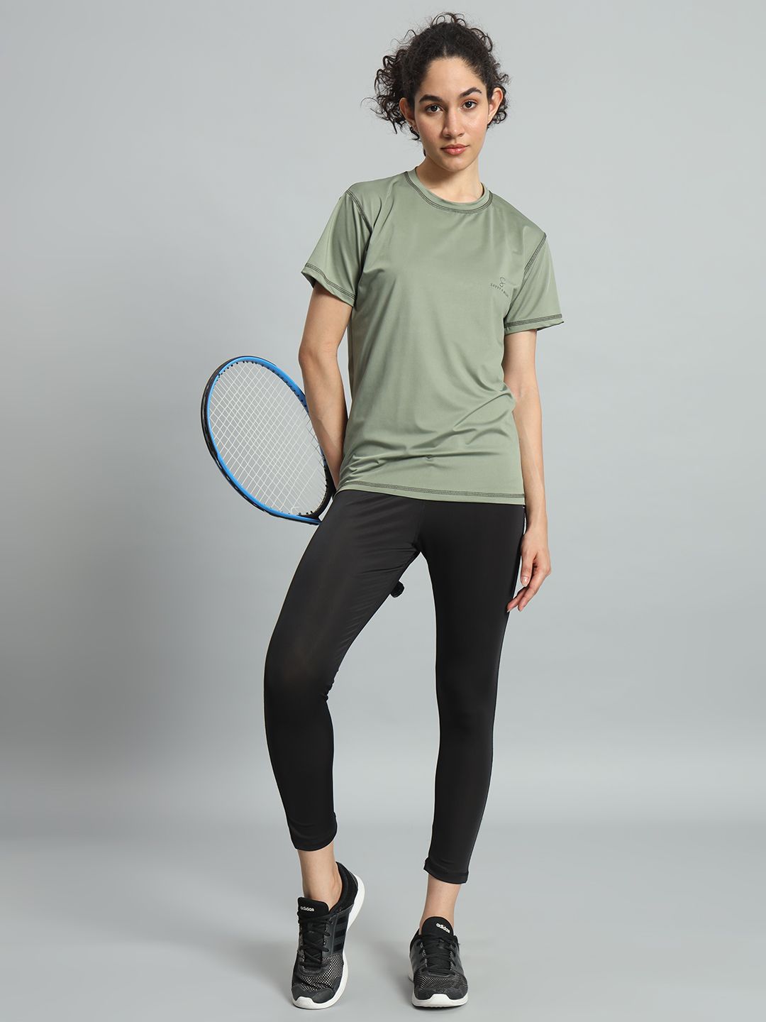 Savvy X Wear Women's Olive Green Activewear T-Shirt view 2