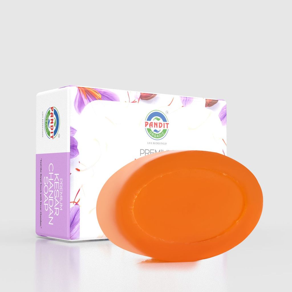 Pure Kesar Chandan Organic Handmade Soap Bar (Value Pack - 100 g) – Cold-Pressed Oils, Glycerin & Natural Botanicals, Sulfate & Paraben Free, Ayurvedic Herbal Cleanser for All Skin Types – Cleansing & Moisturizing