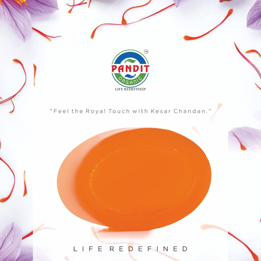 Pure Kesar Chandan Organic Handmade Soap Bar (Value Pack - 100 g) – Cold-Pressed Oils, Glycerin & Natural Botanicals, Sulfate & Paraben Free, Ayurvedic Herbal Cleanser for All Skin Types – Cleansing & Moisturizing view 2