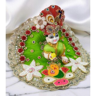 Handcrafted Green Dress with Turban for Laddu Gopal Ji Elegant Devotional Wear view 2