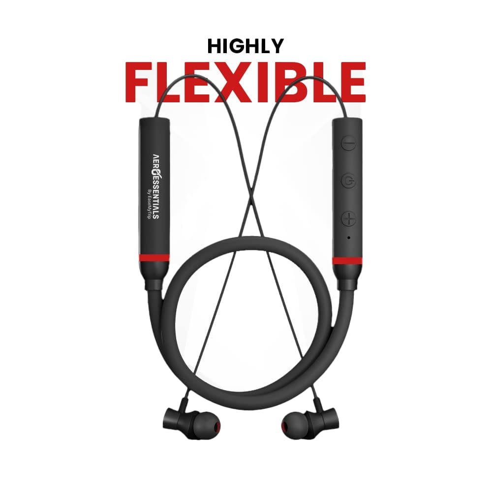 Aeroessentials AeroTune Neck Band Wireless Bluetooth 5.0 Earphones, 12 Hours Playback, 10mm Drivers, Black view 2