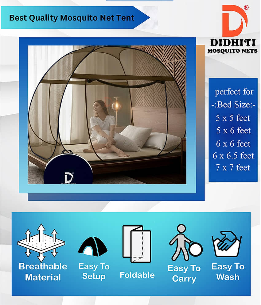 didhiti - White Polycotton Foldable Mosquito Net ( Pack of 1 ) view 2