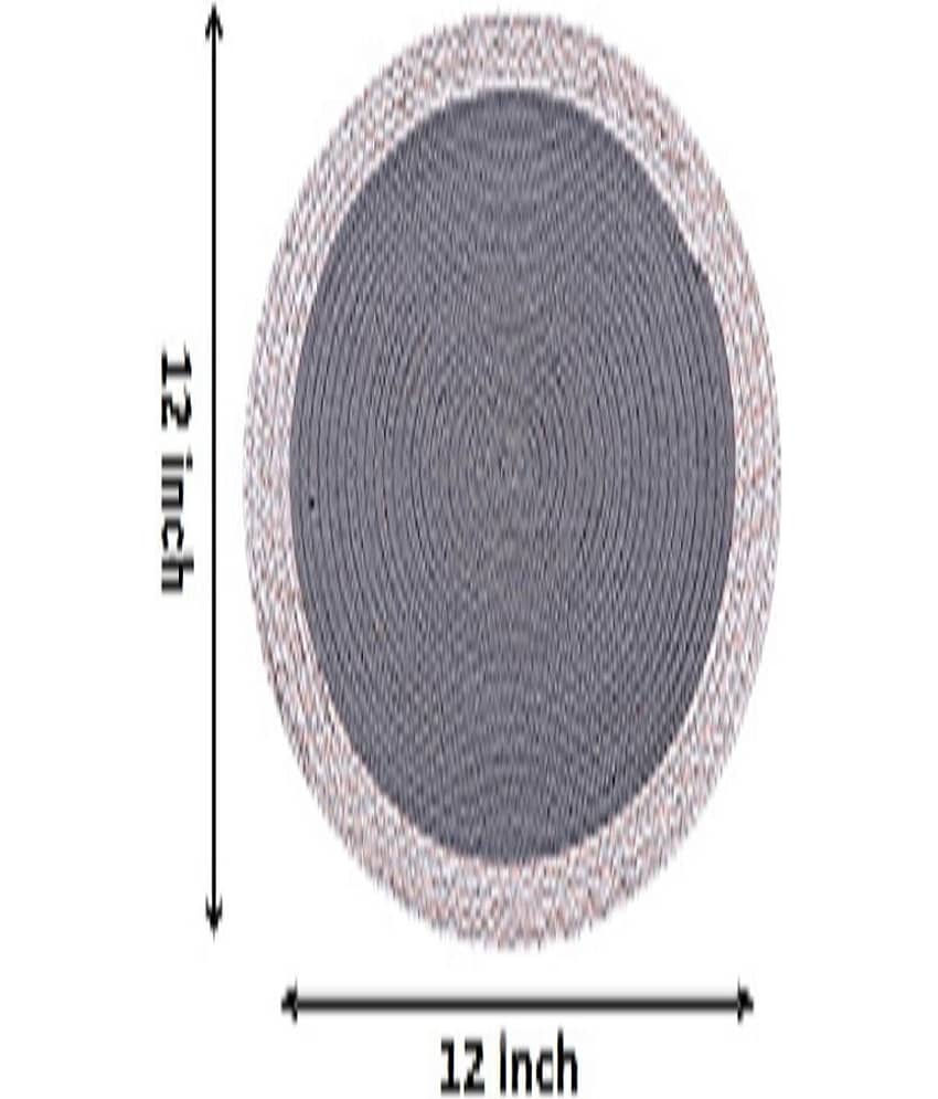 LADLI JEE Cotton Colorblock Round Table Mats 31 cm 31 cm Pack of 1 - Gray view 2