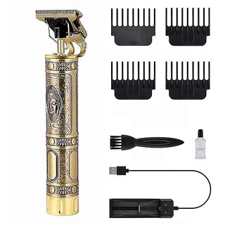 Golden Electric Hair Trimmer | USB Rechargeable Beard & Hair Clipper with Adjustable Cutting Length, Cleaning Kit & USB