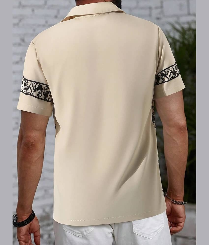 HARPITA Cotton Blend Regular Fit Printed Half Sleeves Cuban Collar Men's Casual Shirt - Beige ( Pack of 1 ) view 2