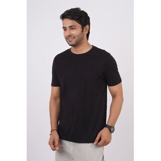 Red Line Mens Black Solid 100% Cotton Round Neck T-Shirt view 2