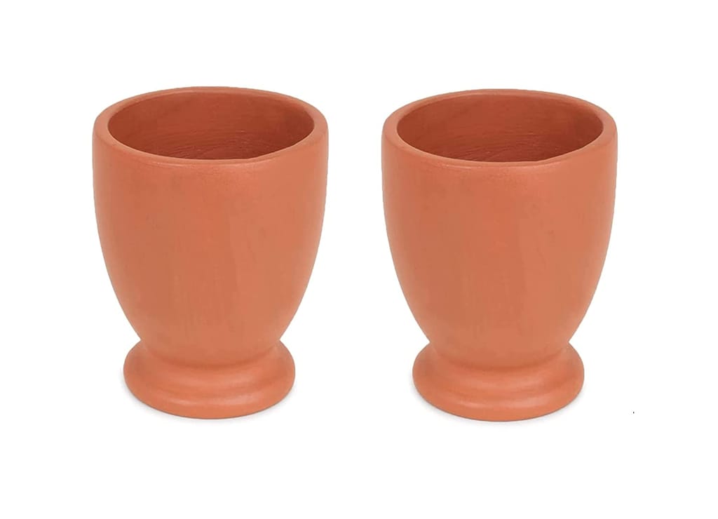 Handmade Clay Pot Planter with Drainage Hole, 9x10x7 cm, Brown view 2