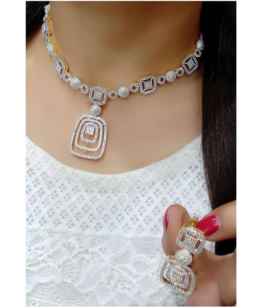 Navya Collections Alloy Golden Contemporary/Fashion Necklaces Set Choker view 2