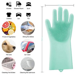 WildProducts 1 Pair Magic Silicone Dishwashing Gloves Heat Resistant, Durable Cleaning Gloves for Kitchen view 2