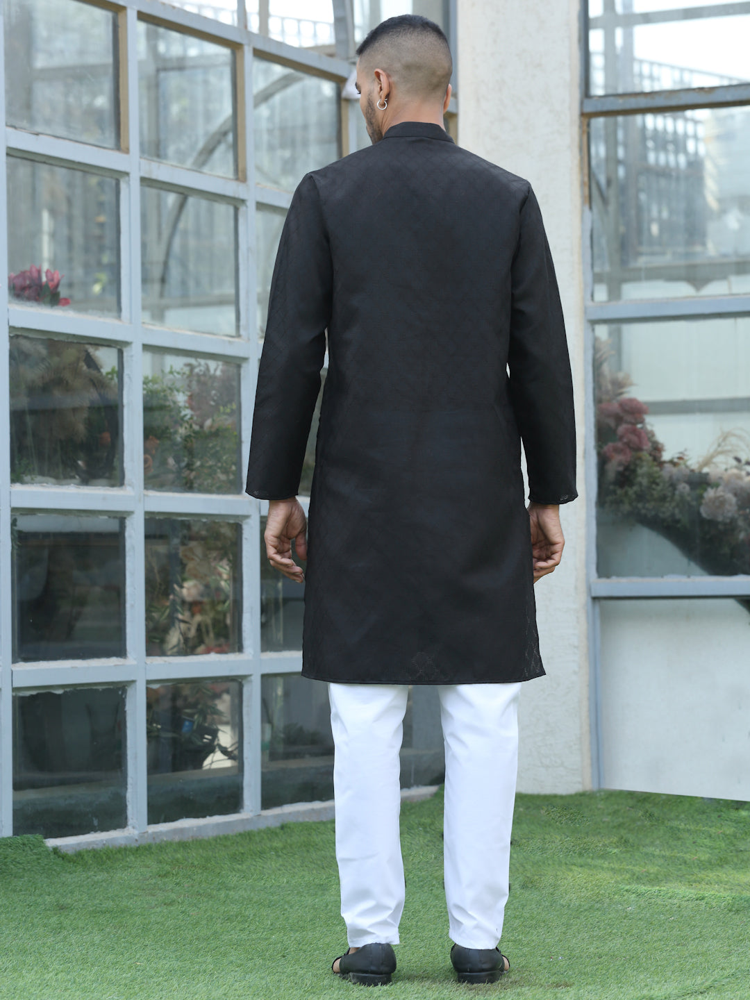 Cotton blend Woven self Desing Kurta Pyjama Set view 2