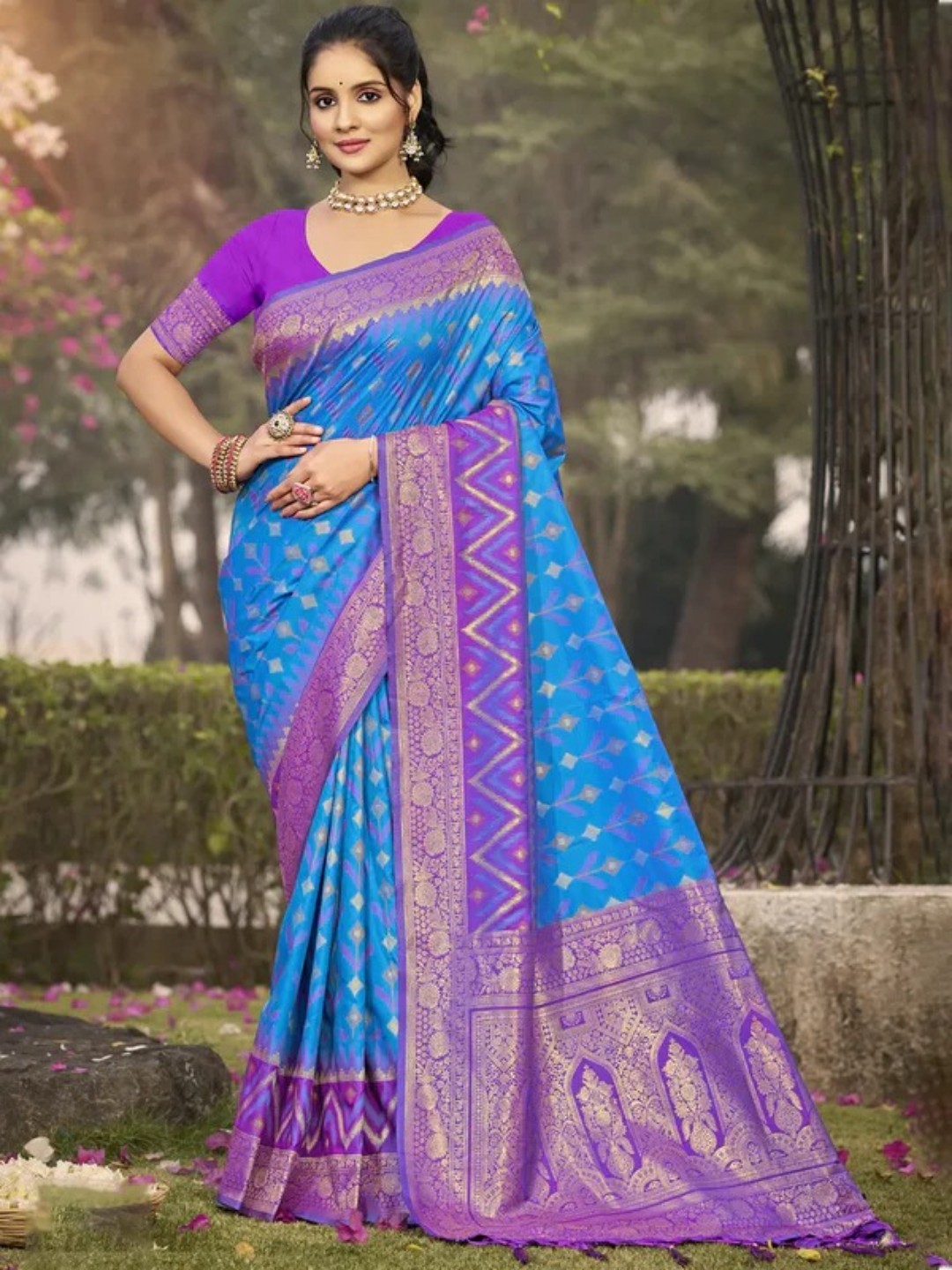 Blue Silk Saree view 2