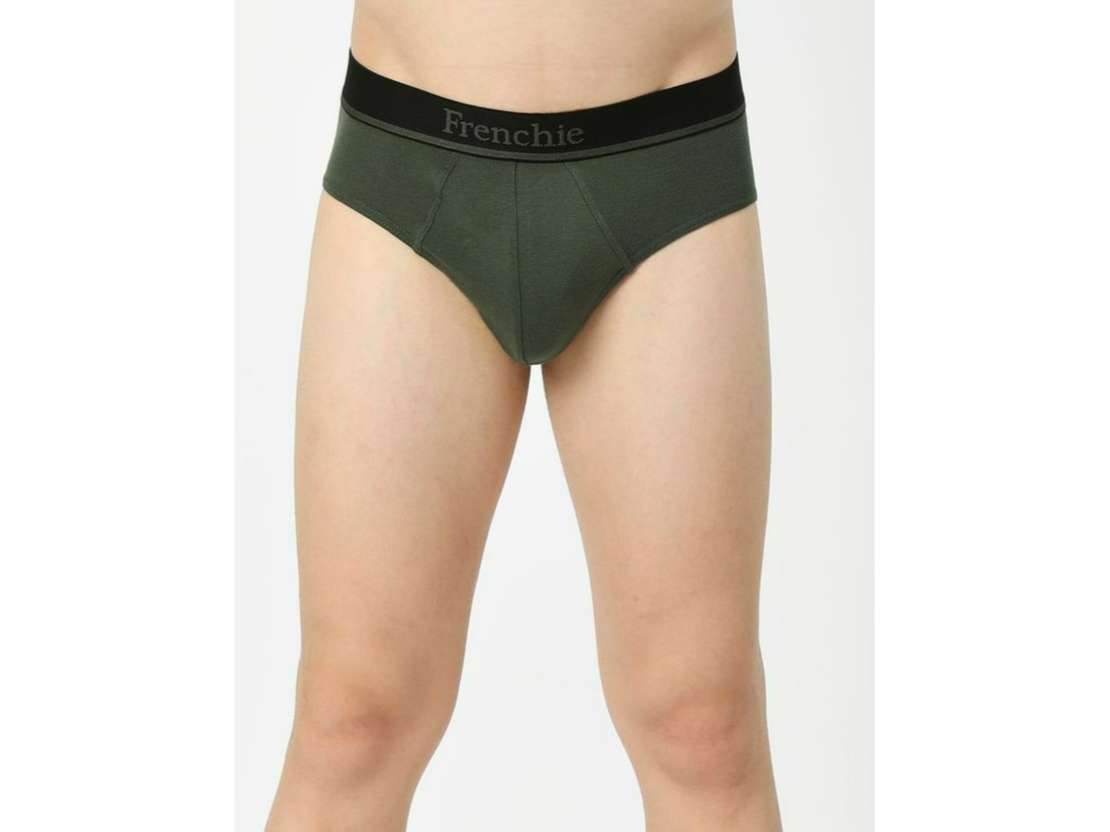 Frenchie Essentials Men Solid Cotton Briefs with Soft Elasticated Waistband - Assorted Colors Pack of 4 - M view 2