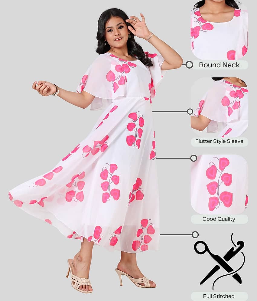 Aarya Designer Georgette Gown For Girls ( Pack of 1 , Pink )