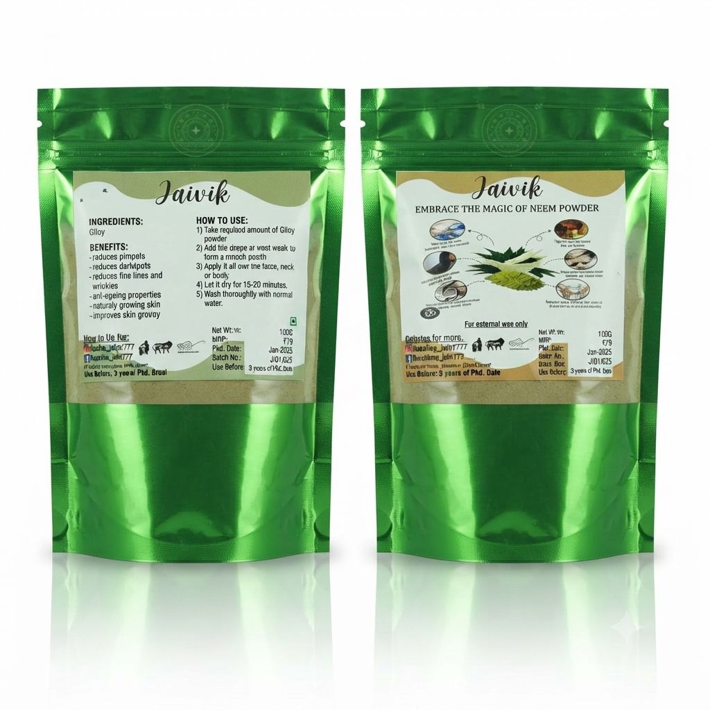 Pure & Natural Giloy & Neem Powder Combo | 100% Chemical Free Herbal Skincare view 2