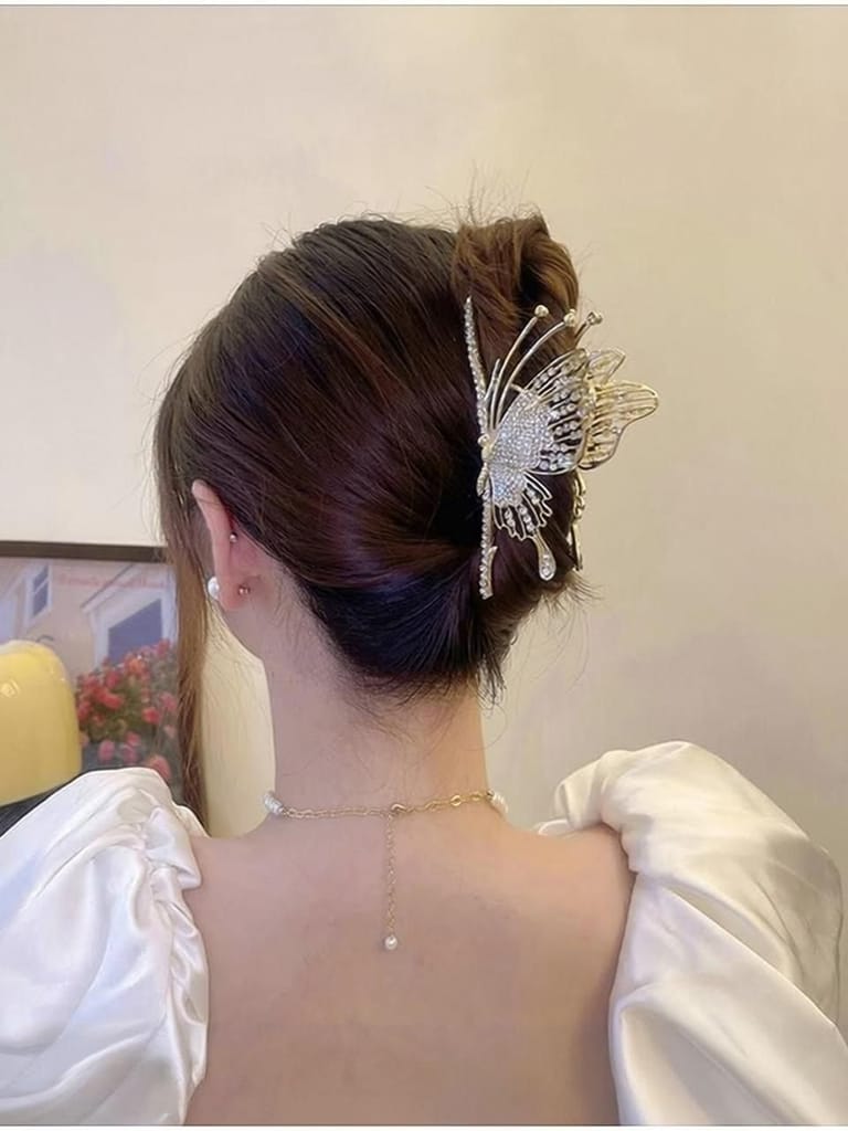 Elegant Butterfly Crystal Metal Hair Claw Clip view 2