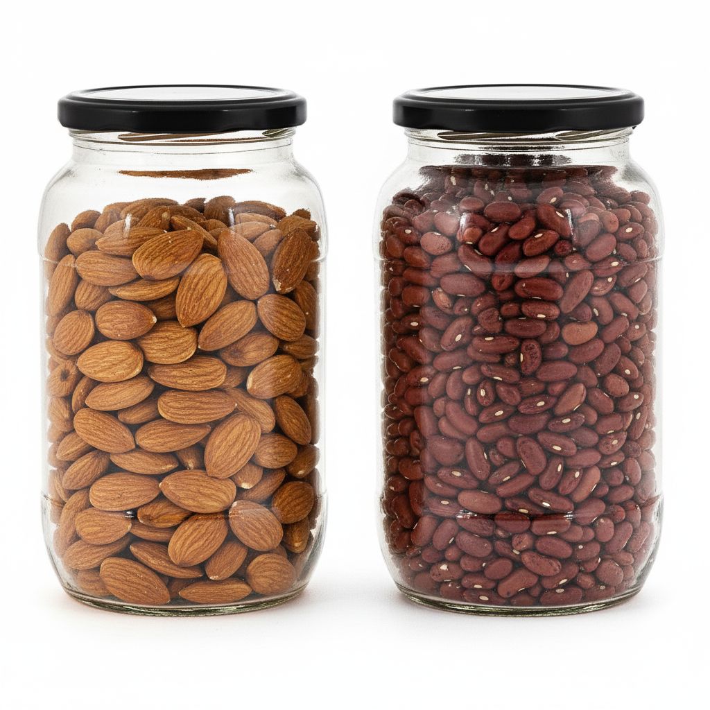 Syndleyz Round Kitchen Storage Airtight Glass Jar With lid, Set Of 2, 1000 ML