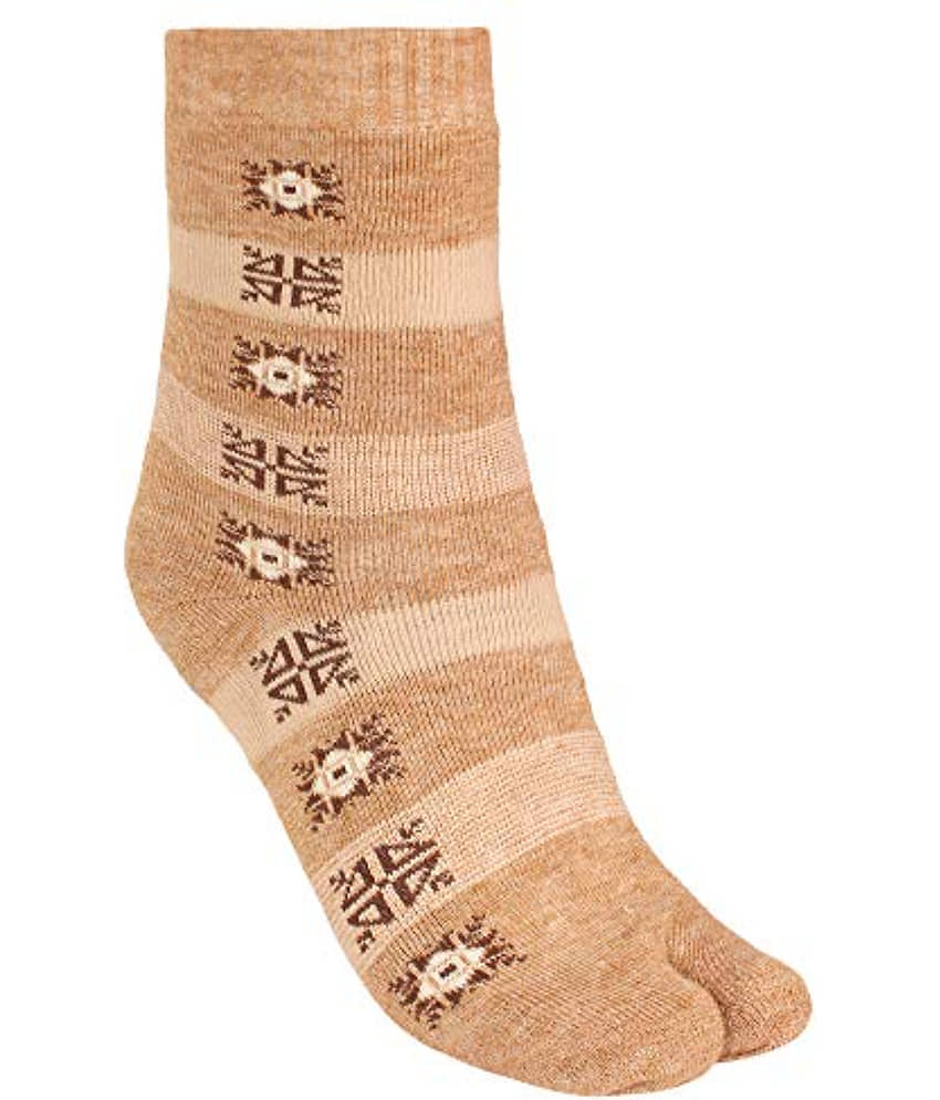 Creature - Beige Woollen Women's Thumb Socks ( Pack of 3 ) view 2