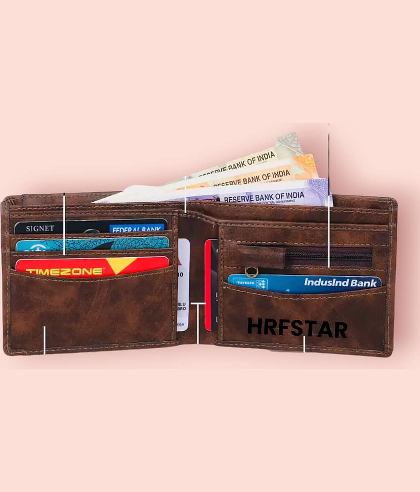 HRFSTAR PU Solid Men's Regular Wallet With 6 Slots For Card ( Brown , Pack of 1 ) view 2