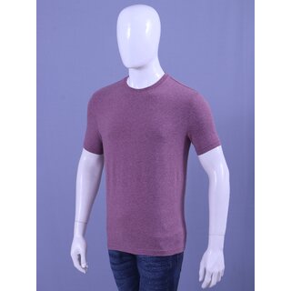 MEN'S BURGANDY MELANGE LYCRA CREW NECK T-SHIRTS view 2