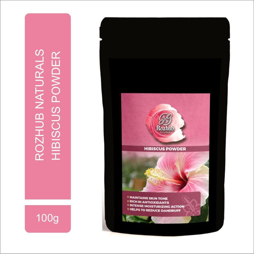 Rozhub Naturals Herbal Hibiscus Powder - Hair Mask & Face Scrub - 100g view 2