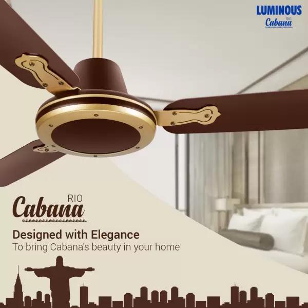 Luminous Rio Cabana 1200 MM 3 Blade Ceiling Fan (Brown,Gold,Pack Of 1) view 2
