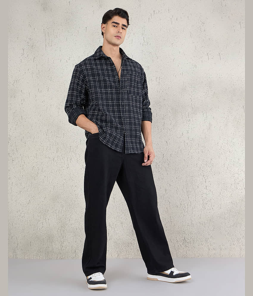 Chimpaaanzee Flannel Oversized Fit Checks Full Sleeves Men's Casual Shirt - Brown ( Pack of 1 ) view 2