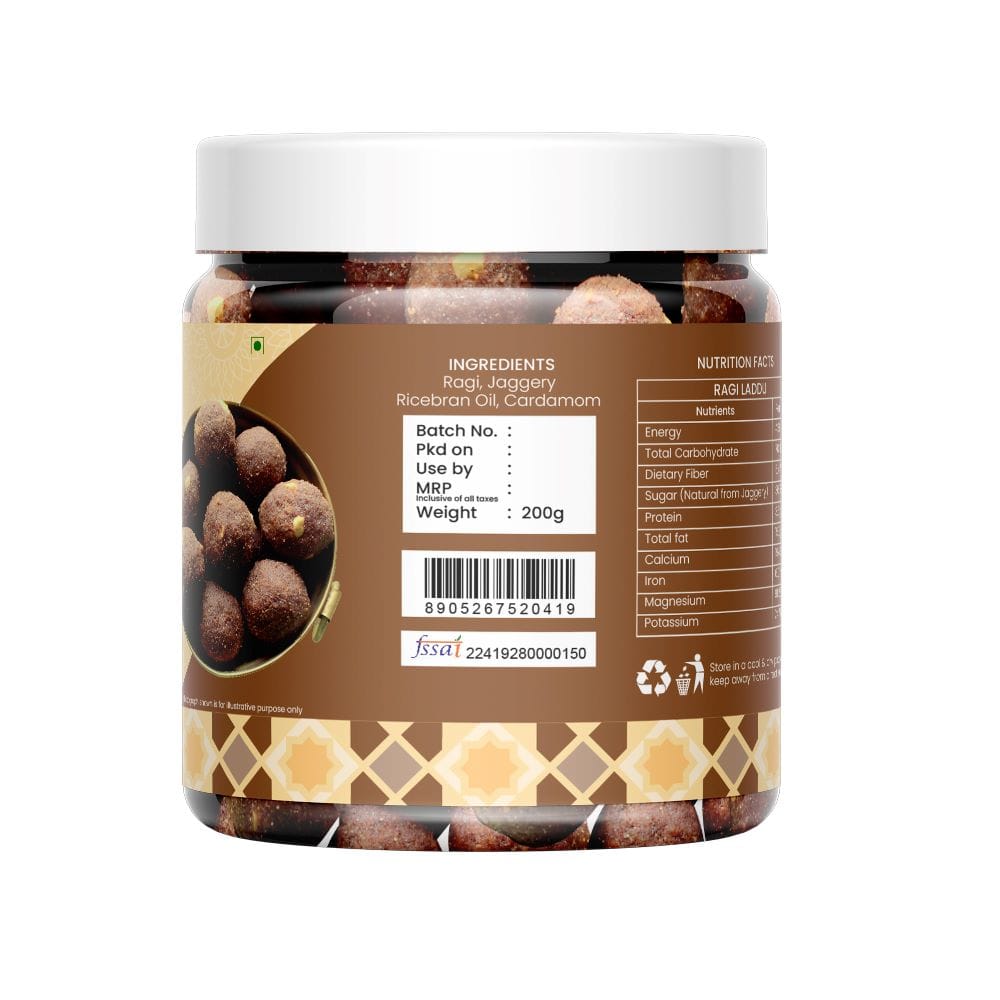 Ragi Laddu (Finger Millet Laddu) – Healthy Sweet with Jaggery | Gluten-Free | Khamis Healthy Foods-200g (pack of 2) view 2
