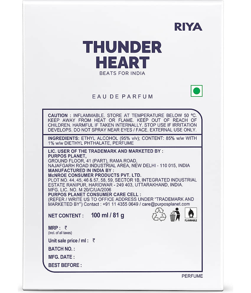 Riya Thunder Heart (White) Eau De Parfum (EDP) For Unisex 100 ML ( Pack of 1 ) view 2