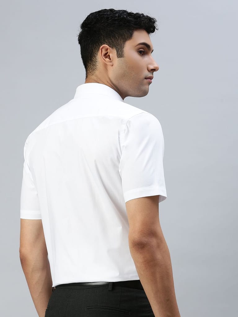 Mens 100% Cotton Half Sleeves White Shirt Super Faast view 2