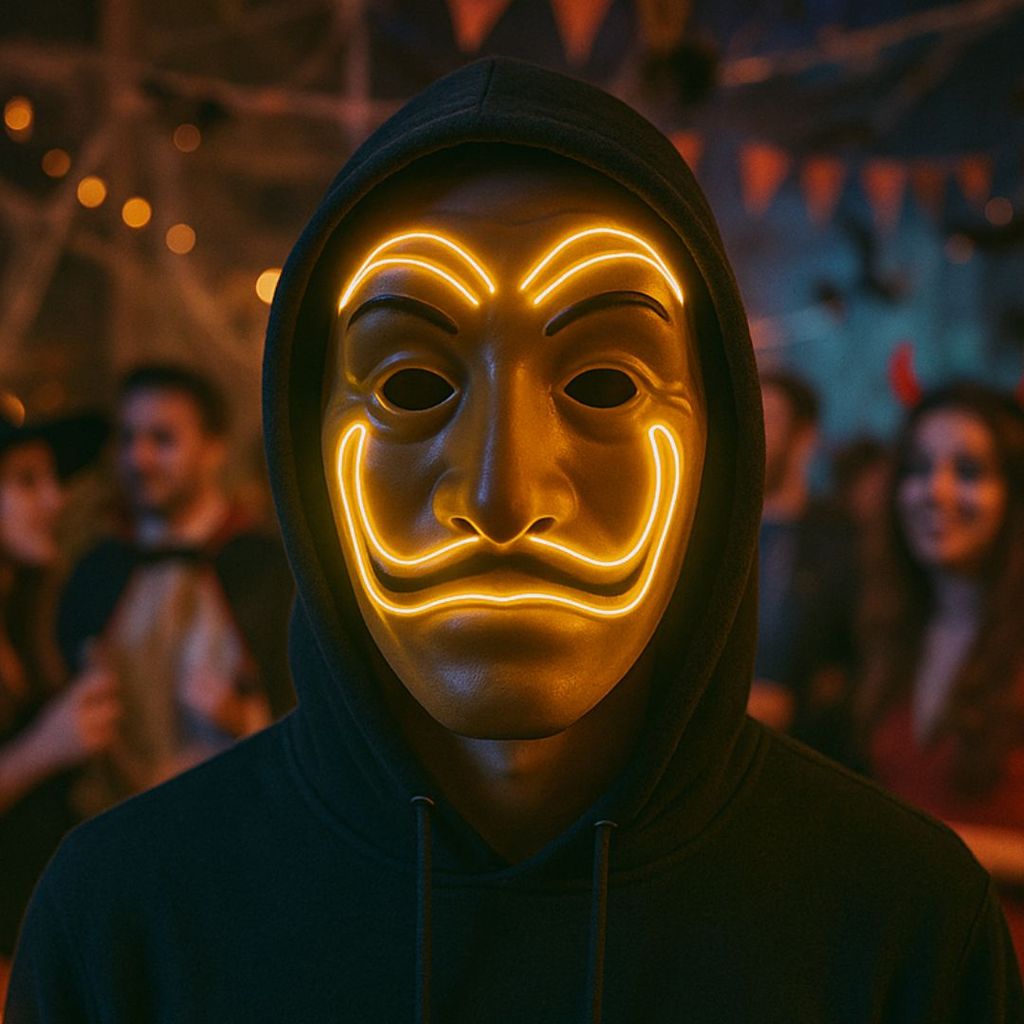 Money Heist Face Mask W/ LED Light - 1PC view 2