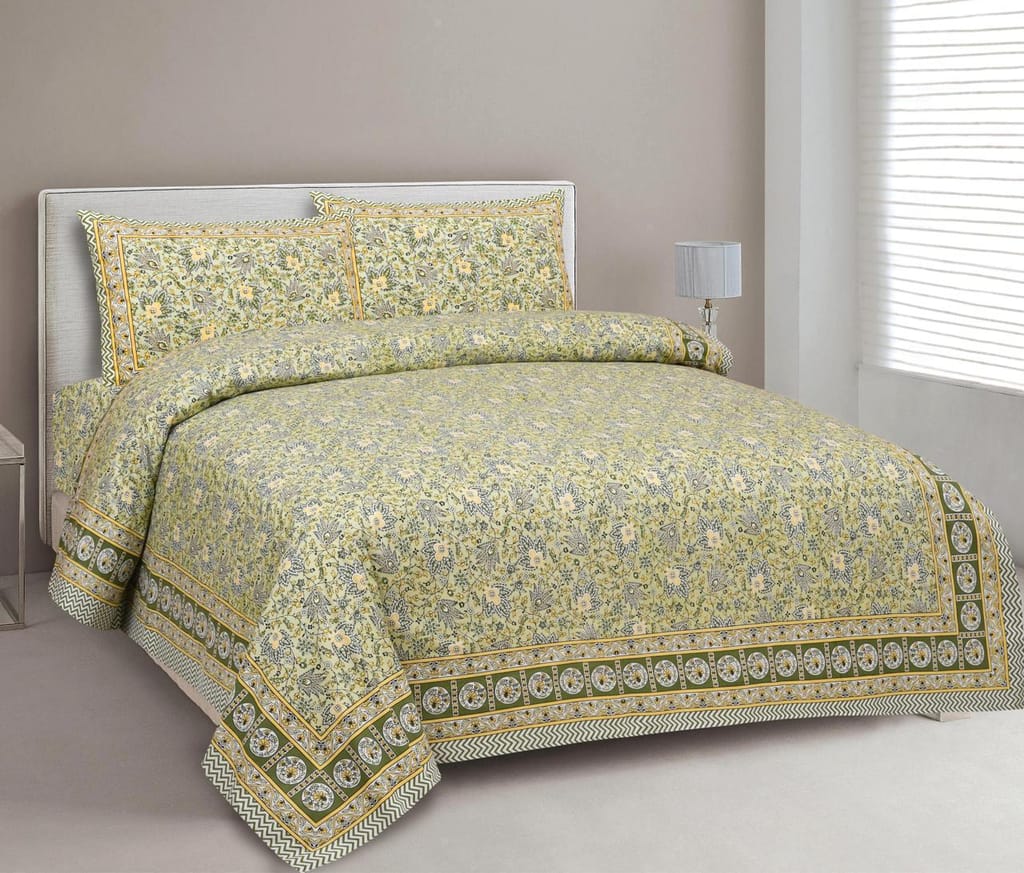 Sanganeri Print Cotton Bedsheet, 93X108,