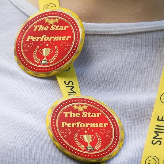 Star Performer Badge Pack Of 10 Round Pin Button Badge For Students Colleges Classes Office Boys Girls Men Women Batches For Bags, Backpack Size-58mm view 2