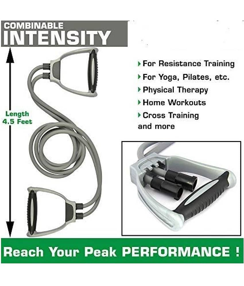 NITLOK Double Resistance Band, Toning Tube, Exercise Tube, for Resistance Training, Physical Therapy, Home Workouts Toning Tube with D-Type Handle (Multi Color) view 2