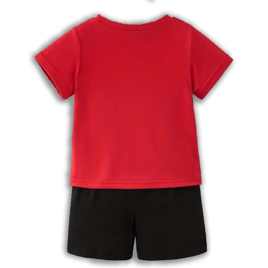 King Tiger Print Kids' Red T-Shirt & Black Shorts Set view 2