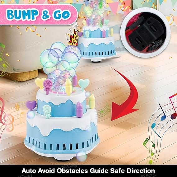 Zest 4 Toyz Bubble Cake Toy for Kids Bubble Machine with Colorful Lights & Stickers Rechargeable Bubble Blower Sings Happy Birthday Song Gift for Boys and Girls Age 3+ Multicolor view 2