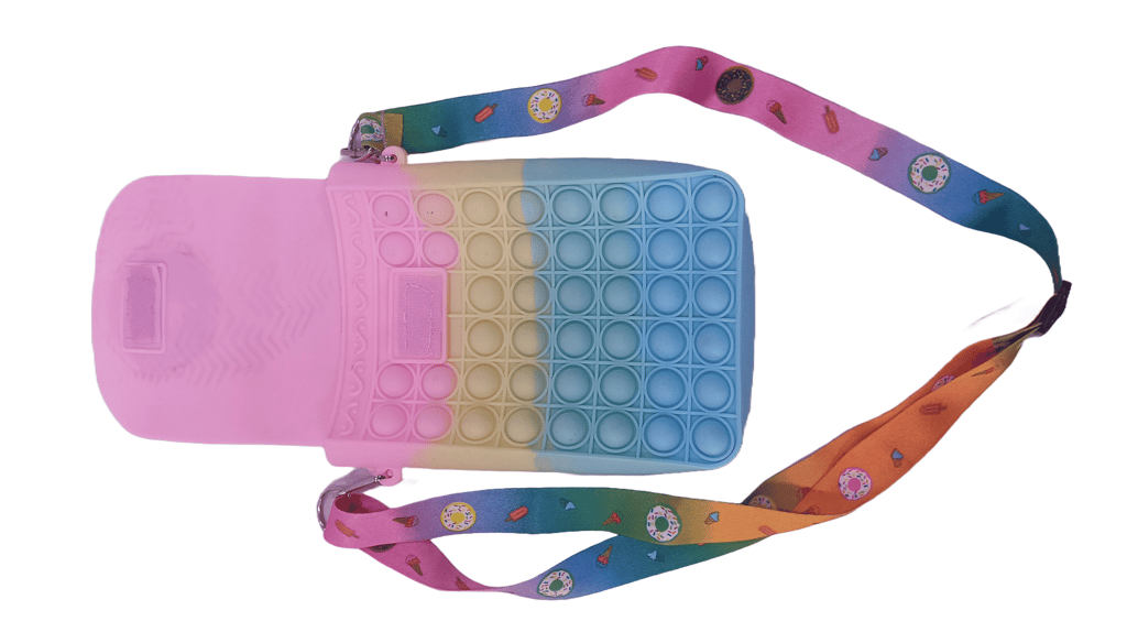 Cute Unicorn Pop It Purse for Girls with Rainbow Strap. view 2