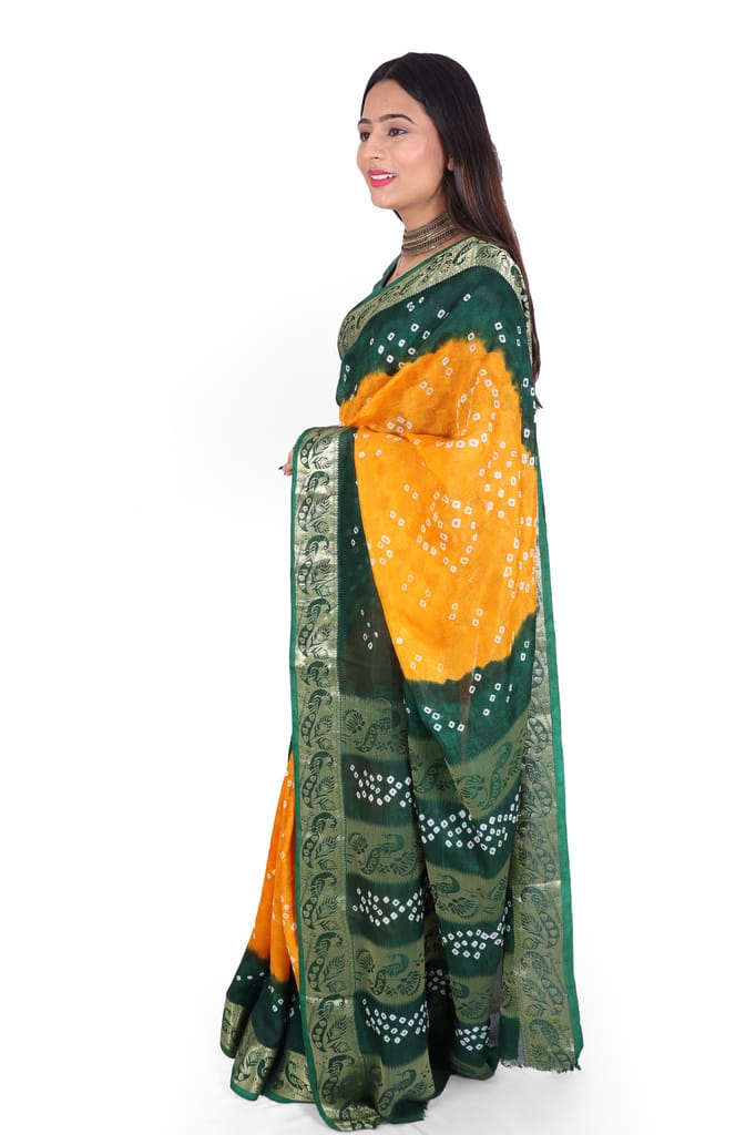 Tribes India Handwoven Bandhej Saree view 2