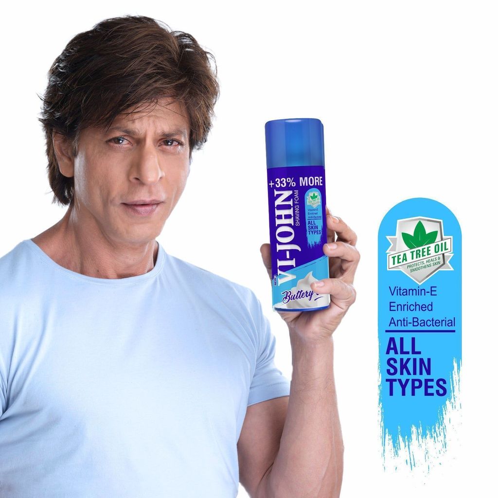 VI-JOHN Shaving Foam All Skin Type With Vitamin E & Tea Tree Oil - 400 GMs, After Shave Lotion Splash 50 ML & Disposable Razor Of (Grooming Kit Set Of 3) view 2