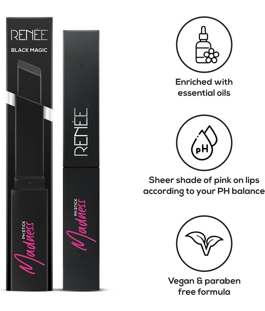 RENEE Madness Ph Black Lipstick With Glossy Pink Payoff, 3 g view 2