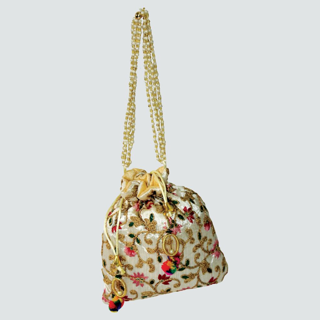 Tribes India Handmade Jardoshi Potli with Elegant Pearls : G&A (Padhar) view 2