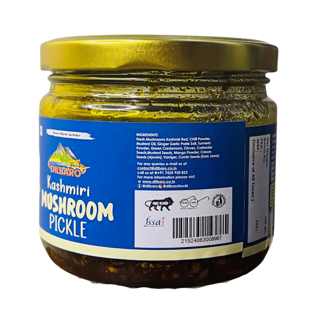 Dilbaro Kashmiri Mushroom Pickle | 100% Fresh Mushrooms | Authentic Kashmiri Recipe | No Preservatives | 250g view 2