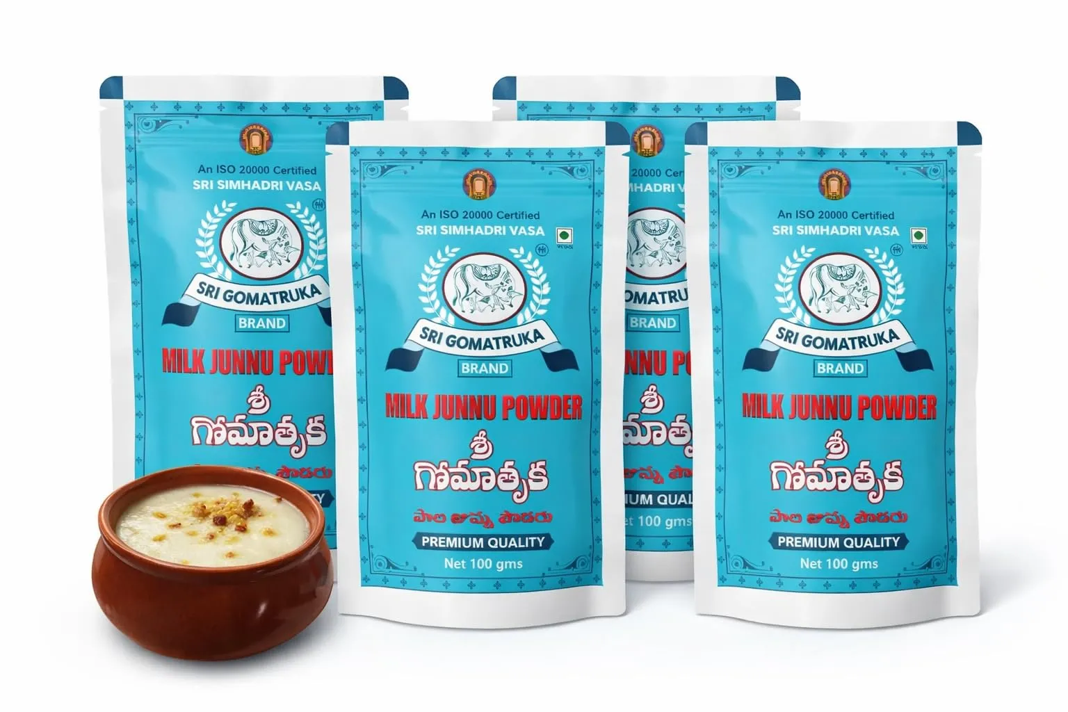 Gomatruka Milk Junnu Powder 100g x 4 (400g) | Traditional South Indian Colostrum Dessert Mix | Easy to Make Junnu/Ginnu/Posu Sweet | No Preservatives | Rich in Protein & Calcium