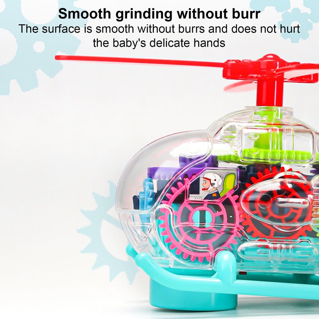 KTRS Enterprise Musical Toy Transparent Gear Helicopter for Kids Concept Electric Toys with Bump & Go Action for Kids Light & Sound Toy (Pack of 1) view 2