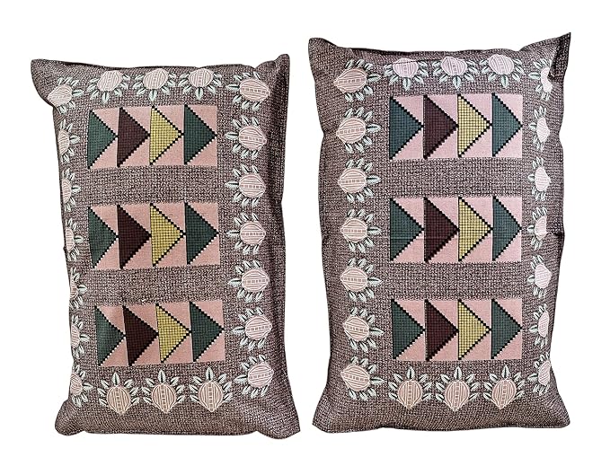 Geometric Pattern Double Bedsheet Set with 2 Pillow Covers, Traditional Jaipuri Design view 2