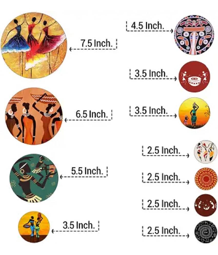 SNDArt Set Of 11 Modern Art Round Self Adhesive Wall Decor Gift Items For Living Room Digital Reprint 21 inch x 26 inch view 2