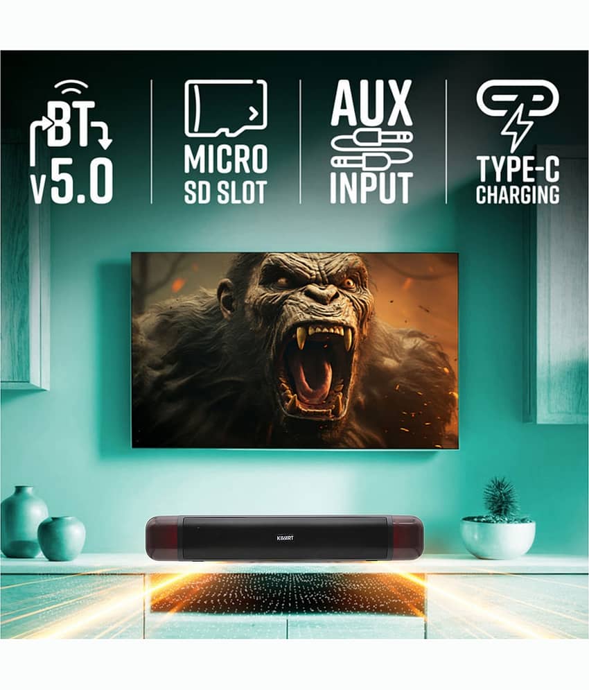 KIVART GLOW UP SOUNDBAR 16 W Bluetooth Speaker Bluetooth v5.0 with TWS feature,SD card Slot,USB Playback Time 7 hrs Black view 2