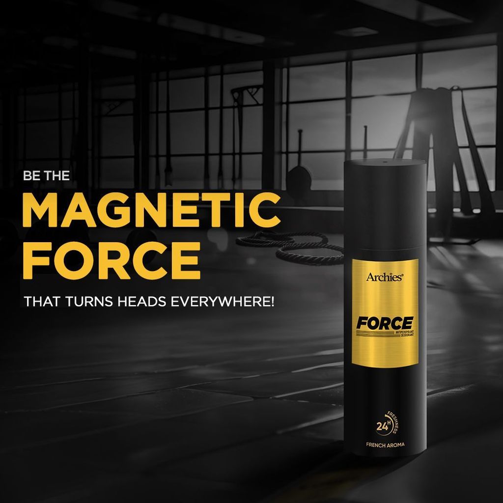 Archies FORCE Premium Spray Deodorant | Long-Lasting Fresh & Sporty Aroma with High Perfume Concentration Deo | Perfect for Gym & Sports Wear | 200 ML | French Aroma | 24 Hours Freshness (Pack of 2) view 2